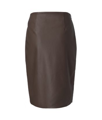falda midi polipiel color marrón oscuro