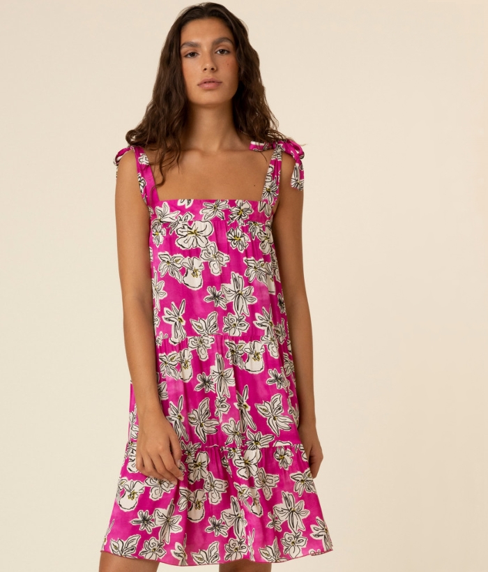 vestido de tirantes rosa estampado flores