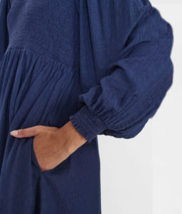 Vestido midi azul manga larga LAMOI