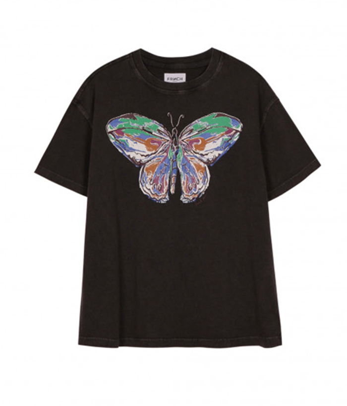 camiseta negra mariposa estampada de FRNCH